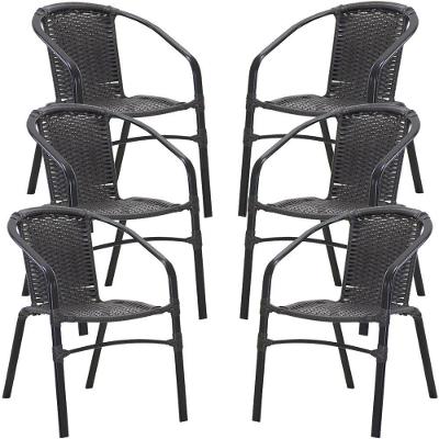 6 Cadeiras Floripa Em Alumínio Pintura Trama Original Preto