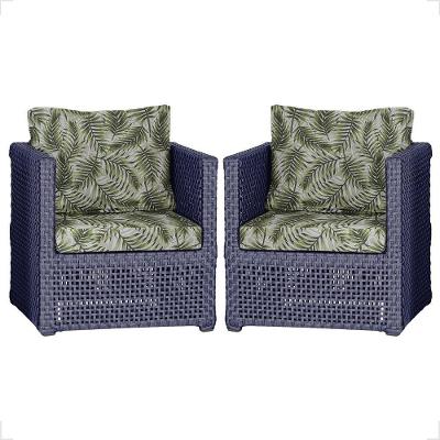 2 Poltronas Madri Alumínio Corda Náutica Estofado 5 Trama Azul