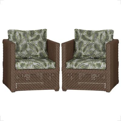 2 Poltronas Madri Alumínio Corda Náutica Estofado 5 Trama Marrom