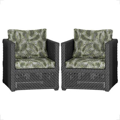 Kit 2 Poltronas Madri Alumínio Corda Náutica Estofado Preto Trama Original
