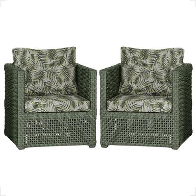 2 Poltronas Madri Alumínio Corda Náutica Estofado 5 Trama Verde