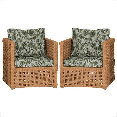 2 Poltronas Madri Alumínio Corda Náutica Estofado 5 Trama Terra Cota