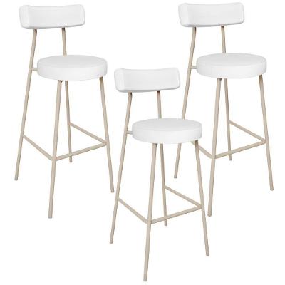 Kit 03 Banquetas Alta Bar Cozinha Sala De Jantar Aço Milão Arena L02 Facto Branco - Lyam Decor