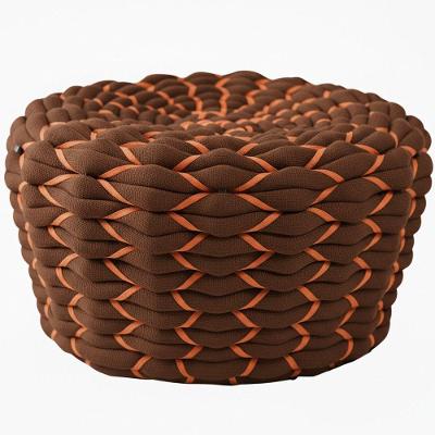 Puff Monique Tricô Náutico área, Jardim, Piscina Alumínio Marrom