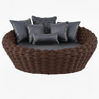 Chaise Monique Tricô Náutico Jardim Piscina área Marrom