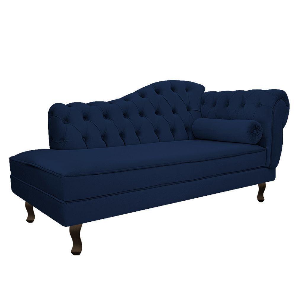 Kit Diva Recamier Diana 130cm Lado Esquerdo e 02 Poltronas Julia Suede Azul Marinho - 5