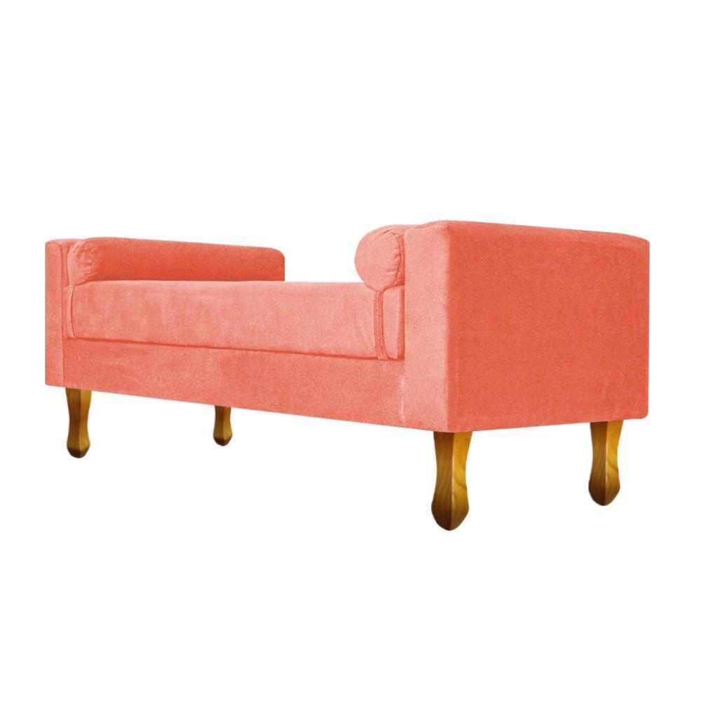 Recamier Baú Félix Casal 140cm Suede Coral Adj Decor - 2