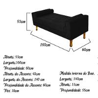 Recamier Baú Félix Queen Size 160cm Suede Preto - 3