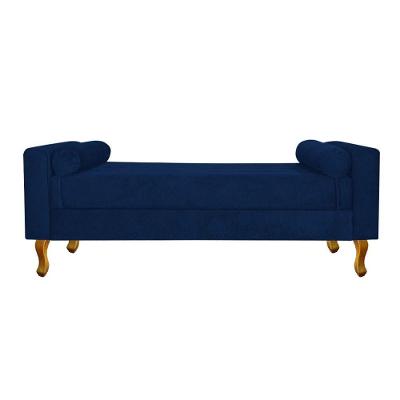 Recamier Baú Félix Solteiro 120cm Suede Azul Marinho