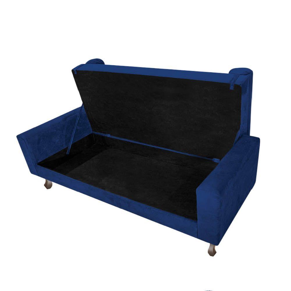 Recamier Baú Félix Solteiro 100cm Suede Azul Marinho - 3