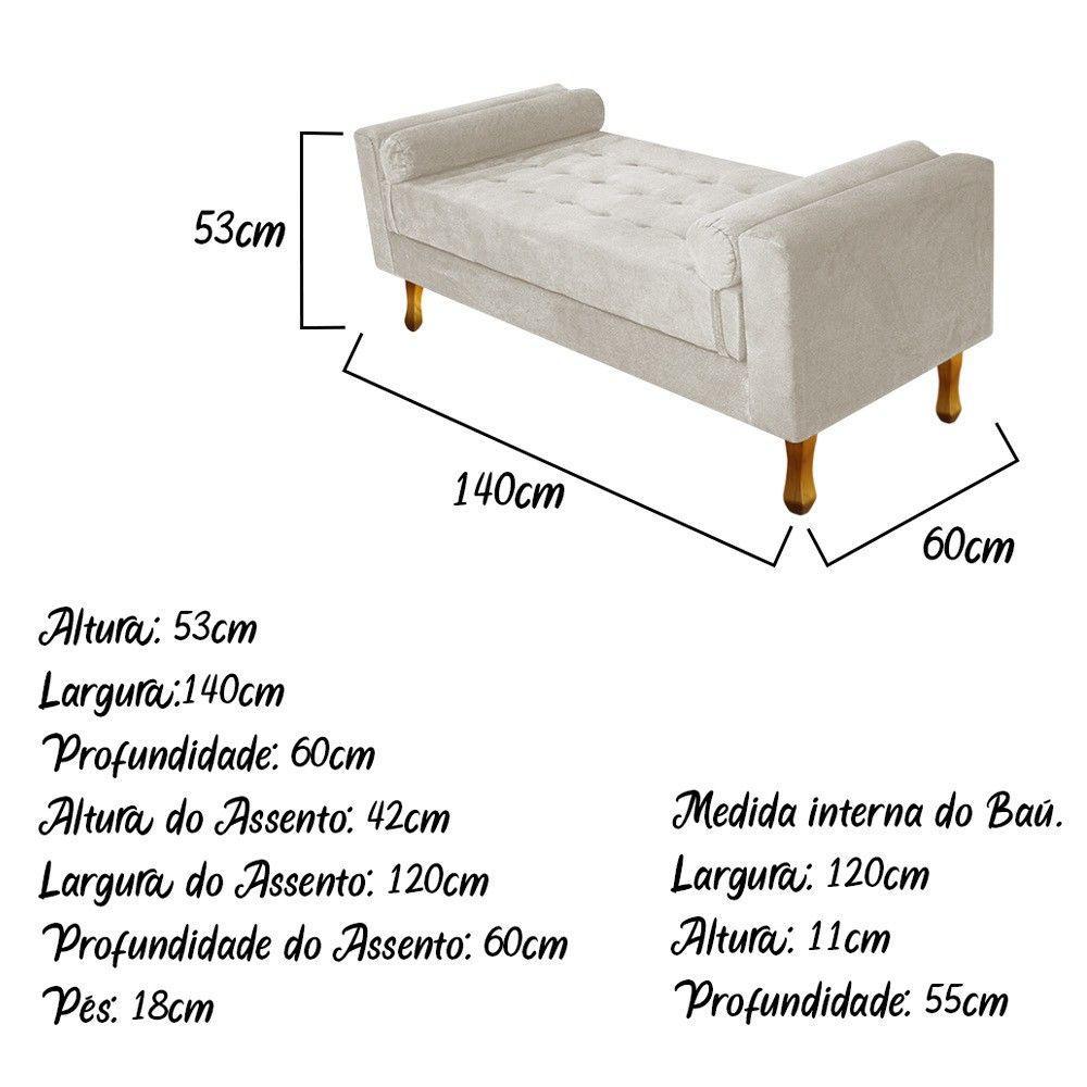 Recamier Baú Félix Casal 140cm Suede Bege - 3