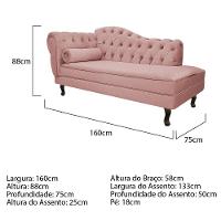 Recamier Diana 160cm Lado Direito Suede Rosê - 3