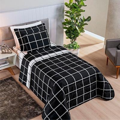 Colcha Cobre Leito Esplendor Solteiro 2 Peças Dupla Face - Preto - 100% Poliéster