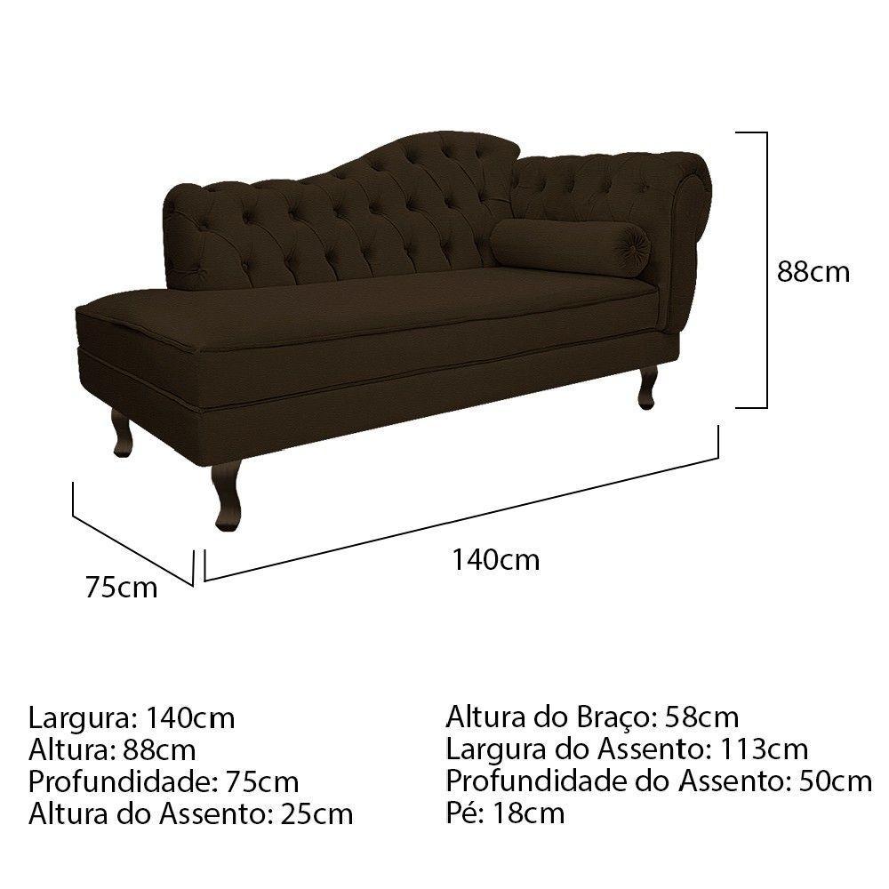 Recamier Diana 140cm Lado Esquerdo Corano Marrom - 2