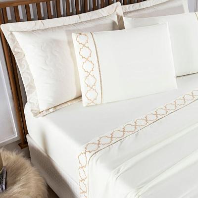 Jogo De Lençol Bordado Titanium Padrão 4 Peças Barato - Palha
