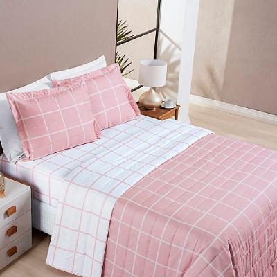 Colcha Cobre Leito Esplendor Padrão 3 Peças Dupla Face - Rosa - 100% Poliéster