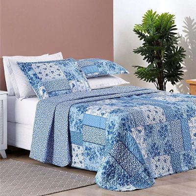 Cobre Leito Colcha Queen Brytti 3 Peças Azul - 100% Poliéster