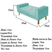 Recamier Baú Félix Solteiro 90cm Suede Azul Tiffany - 3