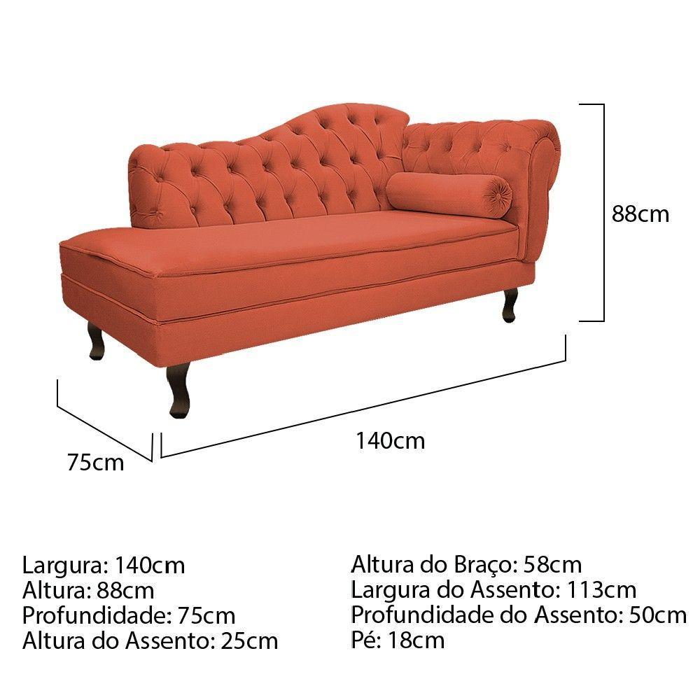 Recamier Diana 140cm Lado Esquerdo Suede Terracota - 3