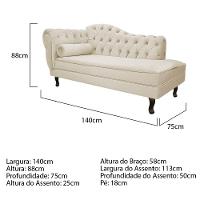 Recamier Diana 140cm Lado Direito Suede Bege - 3