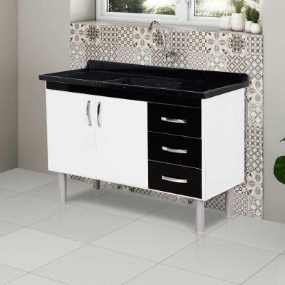 Armário Para Cozinha Tóquio 5392 116,2cm 3 Gavetas Rorato Preto