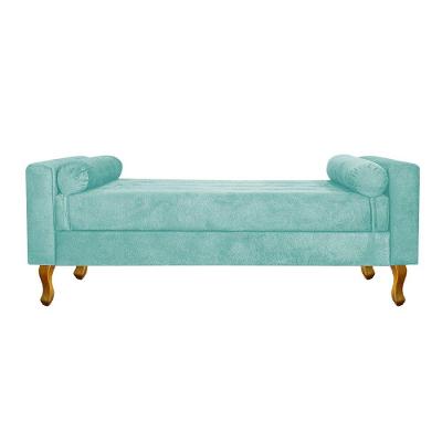 Recamier Baú Félix Solteiro 100cm Suede Azul Tiffany