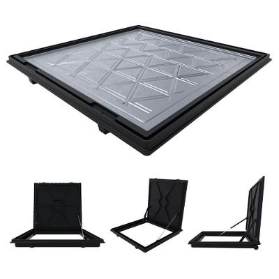 Tampa Piscina Casa Máquina 70x70 Articulada Rebaixada Preta