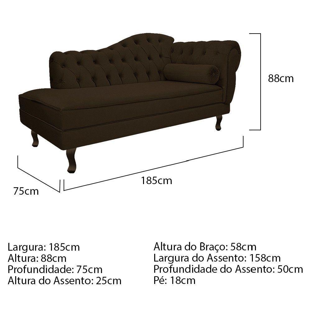 Recamier Diana 185cm Lado Esquerdo Corano Marrom - 2