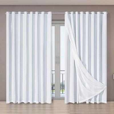 Cortina Tecido Blecaute Com Voil Gaze De Linho 4,00m X 2,70m 100% Poliéster - Branco