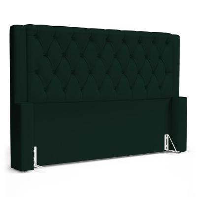 Cabeceira Atena Para Cama Box Queen Size 160cm Capitonê Com Frame Veludo Verde Escuro - Abmaza