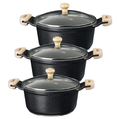 Jogo Panela Preto Craq Antiaderente Cerâmica Javali Am 26A30