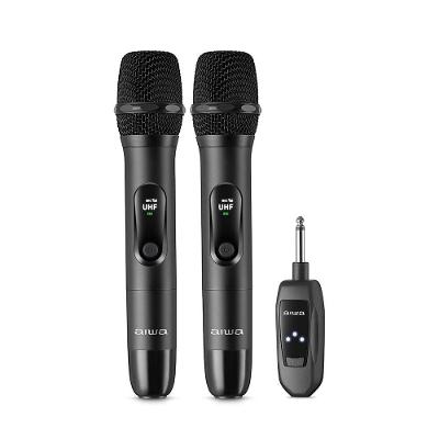 Microfone sem Fio AWS-MIC-01 Wireless UHF Redução de Ruído Preto Bivolt Aiwa