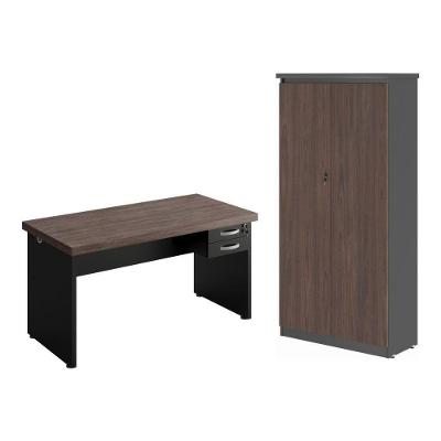 Mesa 1200 Com Armario 2 Portas Alpha Freijo Preto