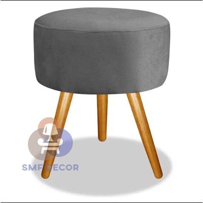 Puff Redondo Pés Palito Cinza