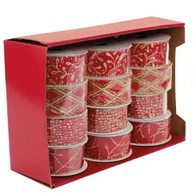 Fita Decorativa Com Glitter 3,8x457cm Vermelho Ouro - 1073778 - Cromus