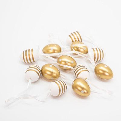 36 Ovos De Páscoa Branco Dourado Pendentes Enfeite Decorativo