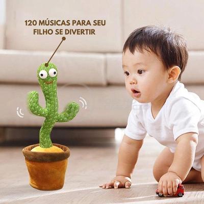 Brinquedo Infantil Cacto Dançante Pelúcia 120 Músicas Usb