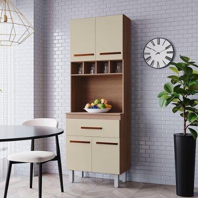 Paneleiro Zínia 4 Portas 1 Gaveta Cozinha Mb1 200cm Cor Savana Off White