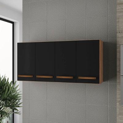 Armário 4 Portas Cozinha Aéreo íris Mb1 120cm Cor Savana Preto