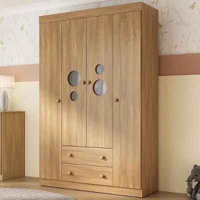 Guarda-roupa Infantil 122cm Com Vidro 4 Portas E 2 Gavetas Pirulito Multimóveis Mp4468 Madeirado