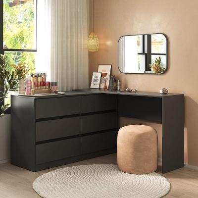 Penteadeira De Canto 120cm 6 Gavetas Flex Multimóveis Mp4404 Preto