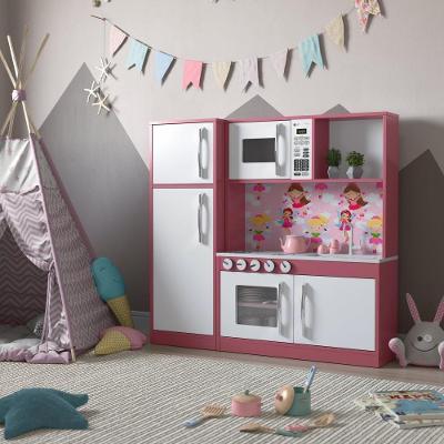 Cozinha Infantil Com Refrigerador Diana Em Mdf Branco-rosa - Ofertamo