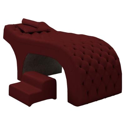 Maca Salão De Beleza E Puff 190X70Cm Suede Bordô