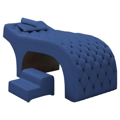 Maca Salão De Beleza E Puff 190X70Cm Suede Azul