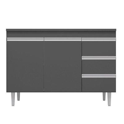 Balcão De Cozinha Andréia Com Tampo 100 Cm Cinza Fosco - Ajl