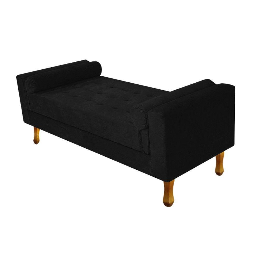 Recamier Félix Solteiro 100cm Suede Preto - 4