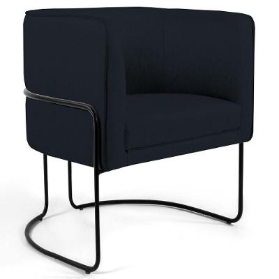 Poltrona Base Aço Betina B300 Veludo Preto Domi