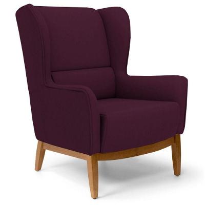 Poltrona Base Manu Madeira Milena B292 Veludo Uva Domi