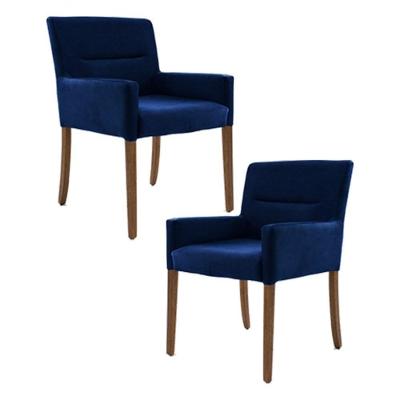 Kit 2 Poltronass Base Madeira Angel B304 Veludo Azul Marinho