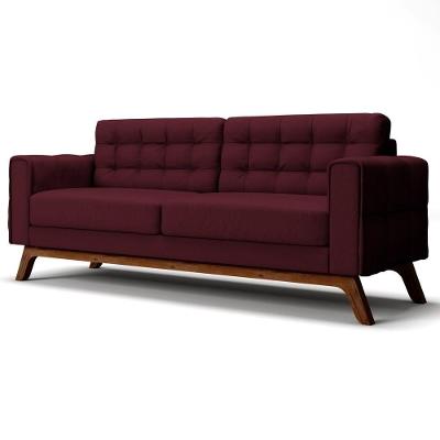 Sofá 210 Cm 3 Lugares Sandero B-278 Veludo Marsala - Domi